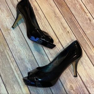 White House Black Market Patent Peep Toe Heels